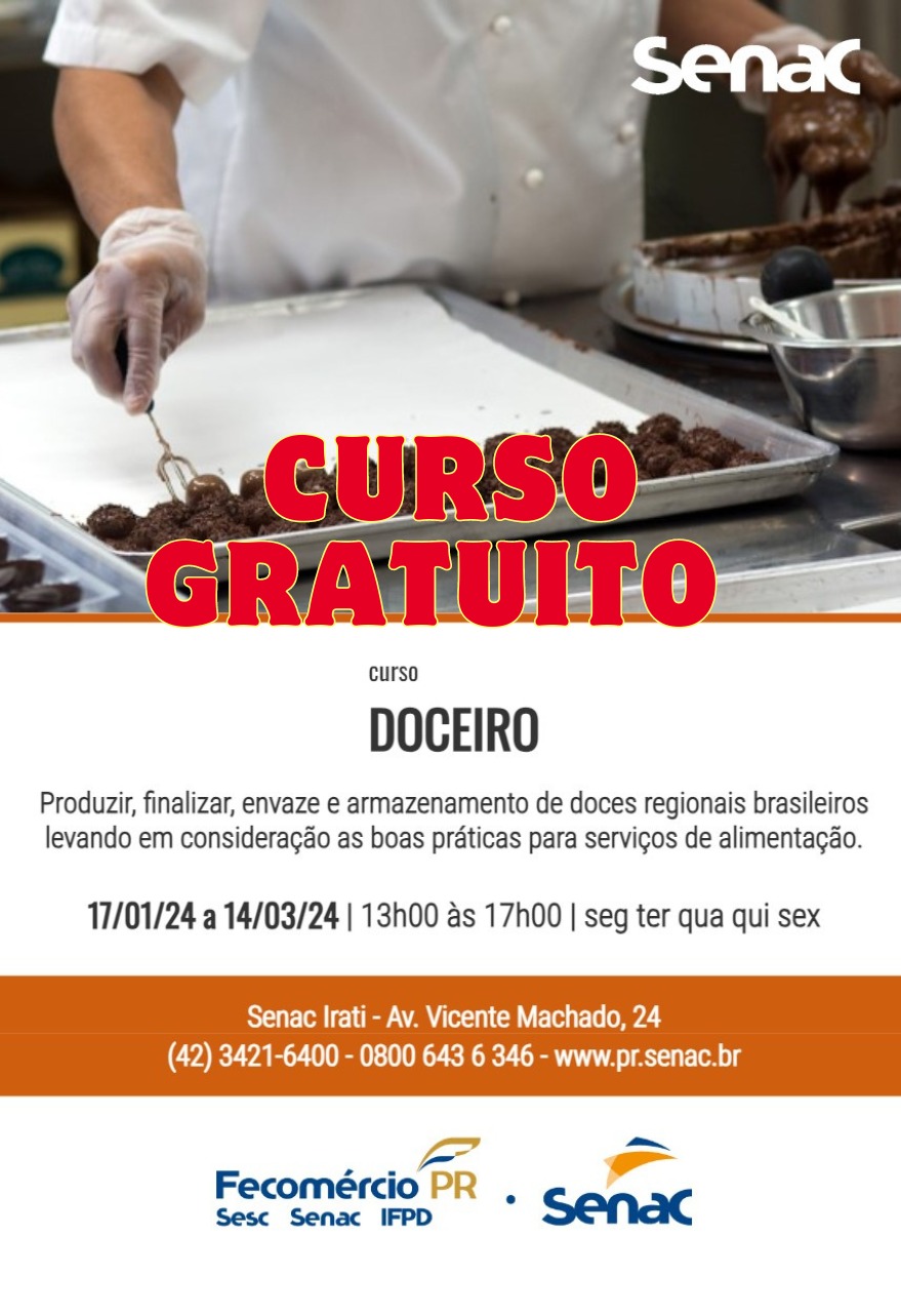 Atenção para os CURSOS GRATUITOS DO SENAC